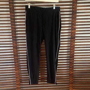 Athleta Black Track Pants with White Stripes